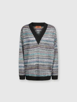 Pull oversize col V à sequins