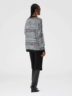 Pull oversize col V à sequins