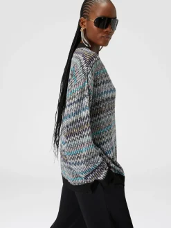 Pull oversize col V à sequins