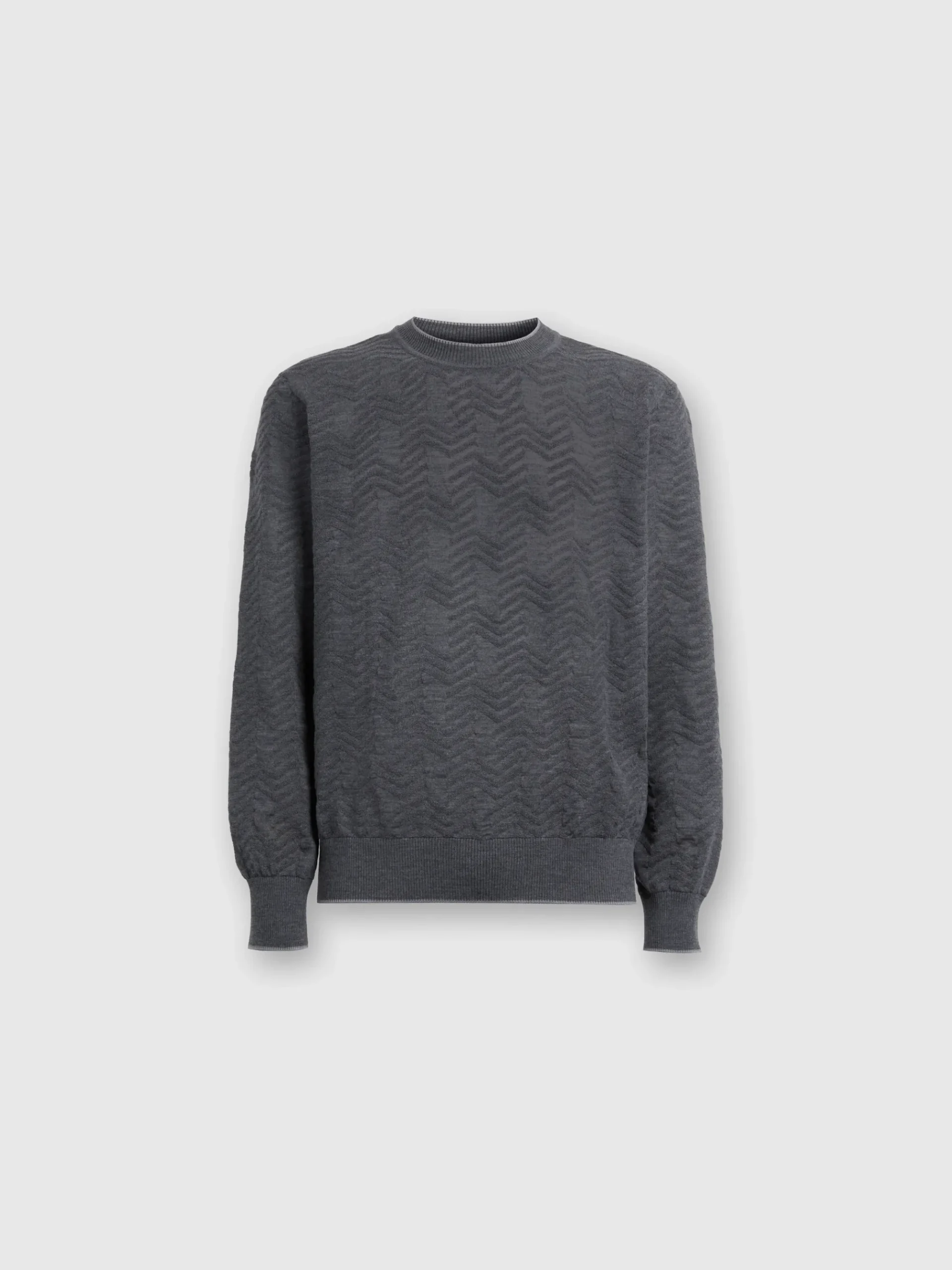 Pull ras du cou en laine avec chevron ton sur ton