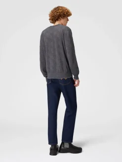 Pull ras du cou en laine avec chevron ton sur ton