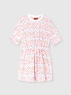 Robe avec imprimé zigzag et taille élastique