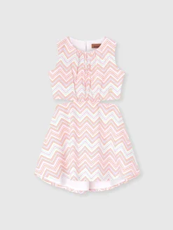 Robe courte en 100 % coton avec imprimé zigzag