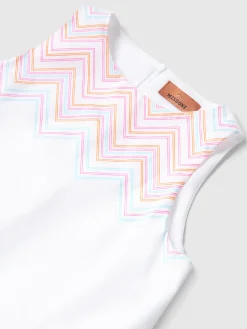 Robe courte en 100 % coton avec insert à imprimé zigzag