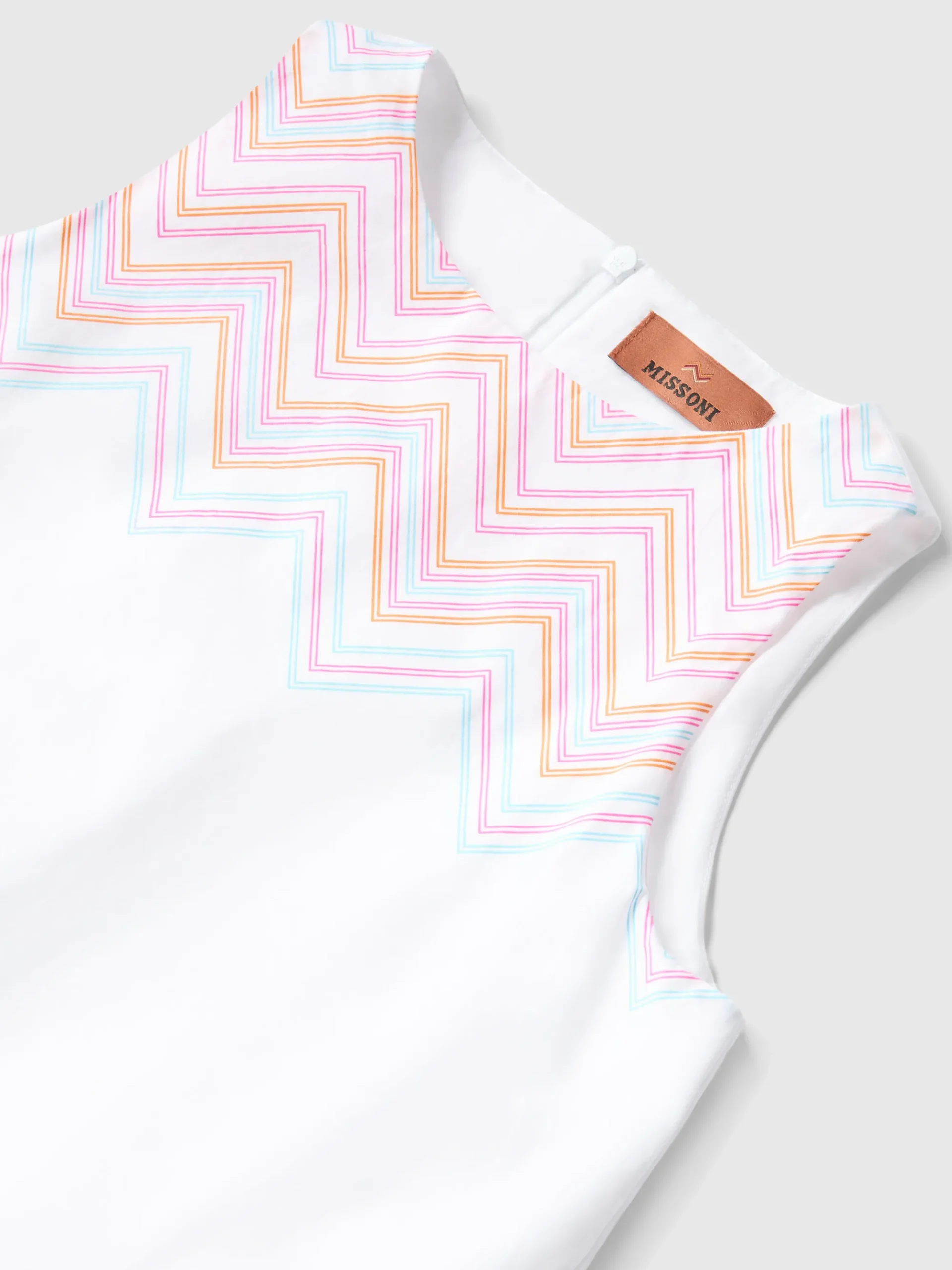 Robe courte en 100 % coton avec insert à imprimé zigzag