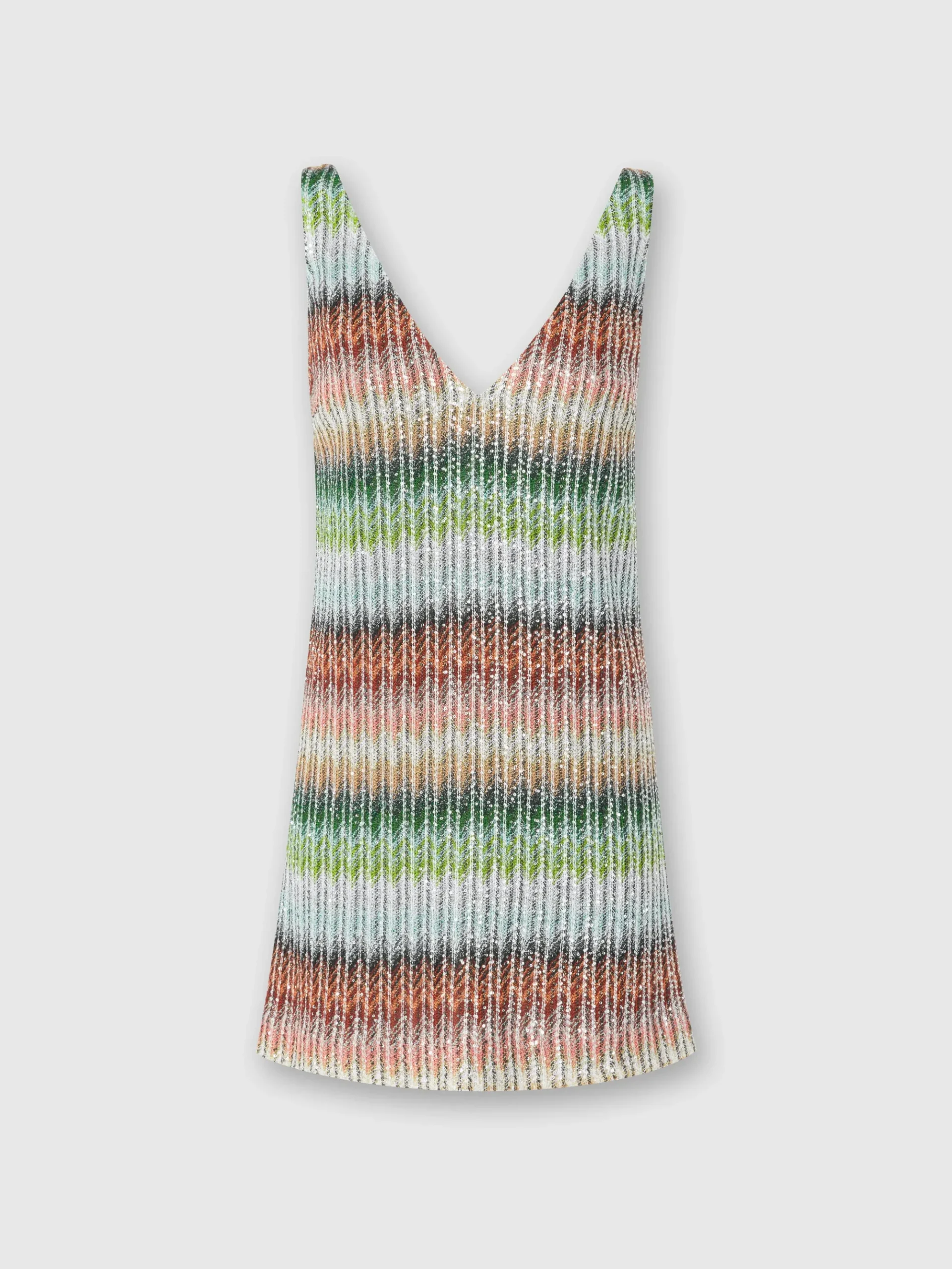 Robe courte en maille zig zag dégradée à sequins