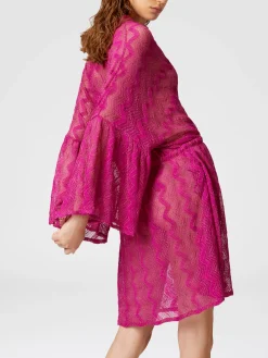 Robe couvrante en viscose lamé zigzag à manches larges