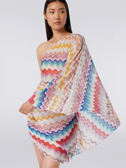 Robe de plage à épaule dénudée en crochet à motif ondulé