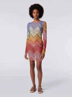 Robe de plage en tulle à imprimé à zig zag