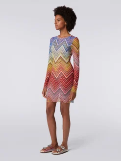 Robe de plage en tulle à imprimé à zig zag