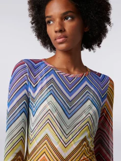 Robe de plage en tulle à imprimé à zig zag