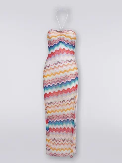 Robe de plage longue en crochet à motif ondulé