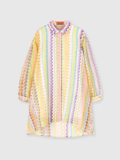 Robe en mélange de coton et de soie avec motif zigzag