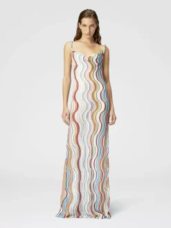 Robe longue couvrante à motif vague lamé