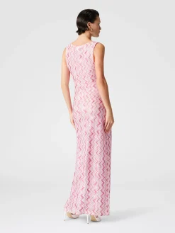 Robe longue couvrante en viscose mélangée flammée zigzag