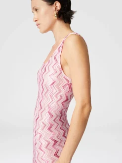 Robe longue couvrante en viscose mélangée flammée zigzag