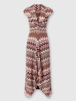 Robe longue en coton et viscose zigzag