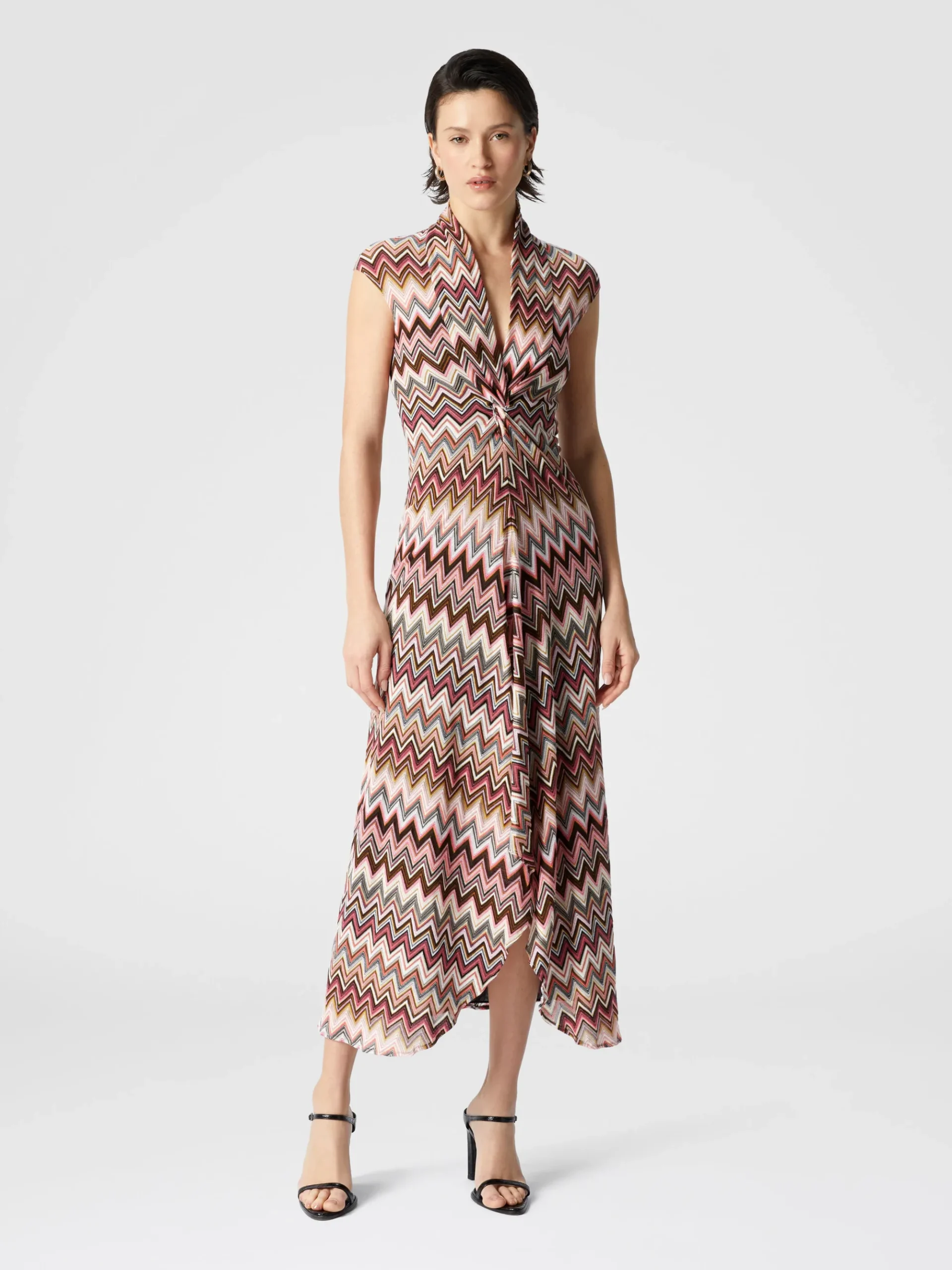 Robe longue en coton et viscose zigzag