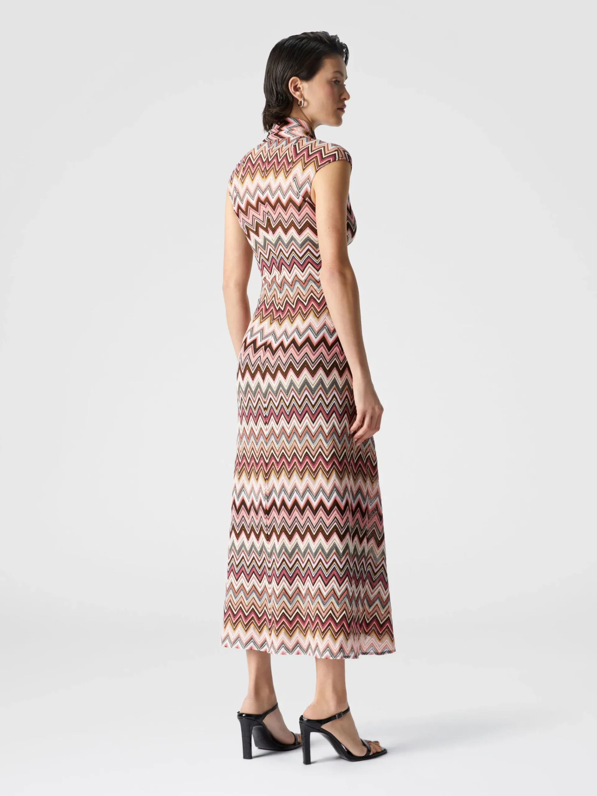 Robe longue en coton et viscose zigzag