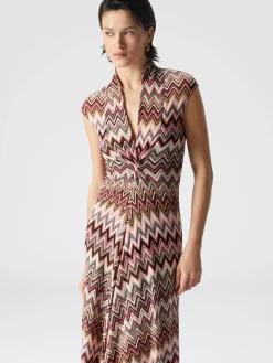 Robe longue en coton et viscose zigzag