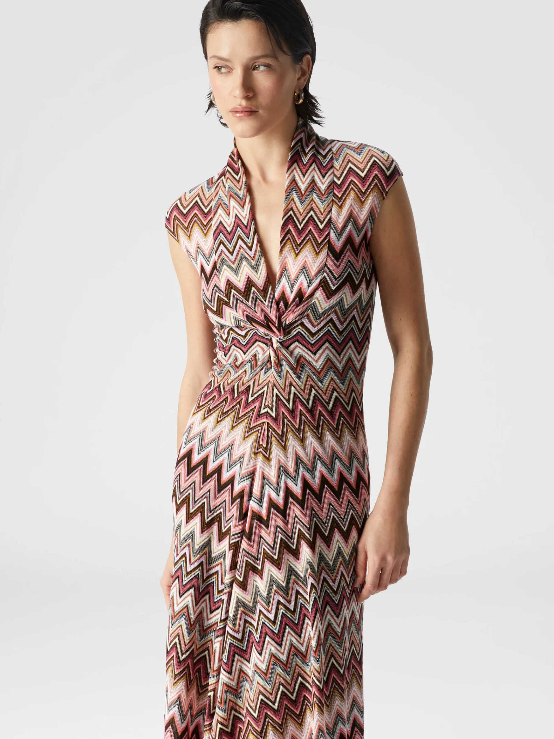 Robe longue en coton et viscose zigzag