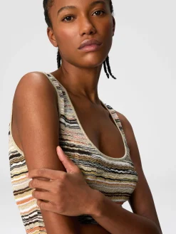 Robe longue en viscose lamée à motif vague