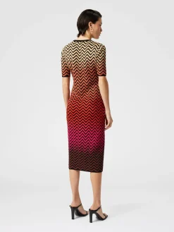 Robe midi dégradée à motif chevron