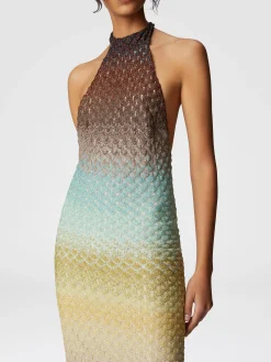 Robe midi dégradée avec col américain