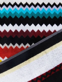 Serviette de plage 100x180 cm Curt en coton éponge à zigzag