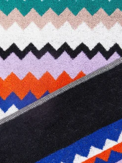 Serviette de plage 100x180 cm Riverbero en coton éponge à zigzag