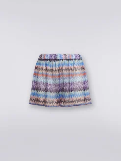 Short cache-maillot en tulle de viscose à chevrons