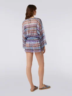 Short cache-maillot en tulle de viscose à chevrons