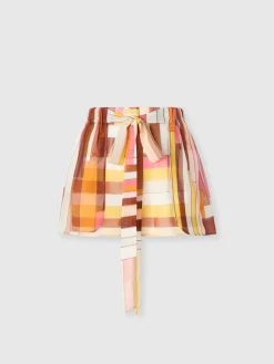 Short couvrant en soie imprimée avec ceinture