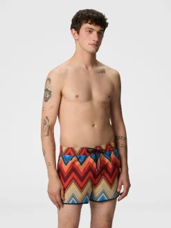 Short de bain avec imprimé macro zigzag