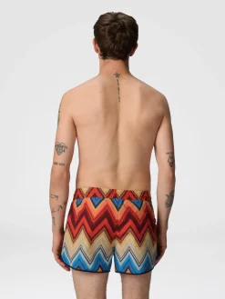 Short de bain avec imprimé macro zigzag