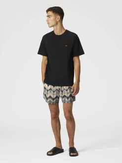 Short de bain effet aérographe imprimé zigzag