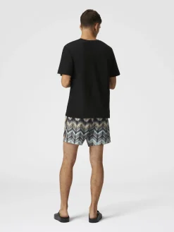 Short de bain effet aérographe imprimé zigzag