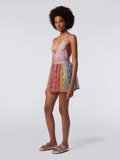 Short de bain en tissu à imprimé à zig zag