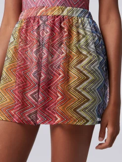 Short de bain en tissu à imprimé à zig zag