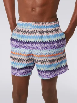 Short de bain en tissu technique à imprimé chevron