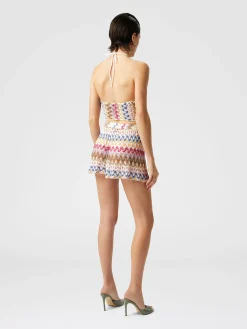 Short doublé en dentelle de viscose lamée