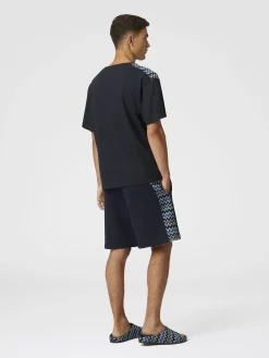 Short en coton avec empiècement en zigzag