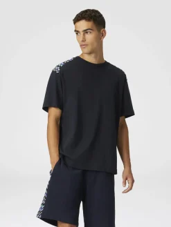 Short en coton avec empiècement en zigzag