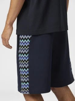 Short en coton avec empiècement en zigzag