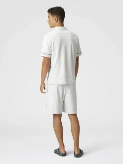 Short en éponge de coton zig zag avec passepoil contrasté