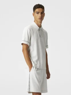 Short en éponge de coton zig zag avec passepoil contrasté