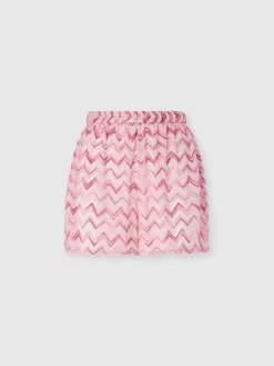 Short en tulle de viscose mélangée avec zigzag flammé