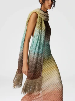 Stola avec franges en dentelle de viscose lamée