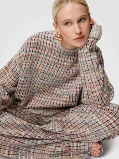 Sweat à col rond à carreaux bouclé à sequins