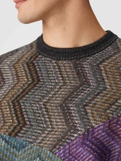 Sweat-shirt à col rond en viscose et laine lamée